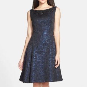 NWT Maggy London Metallic Beaded Brocade Dress 12
